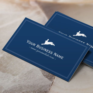 Jumping Hare Rabbit Elegant Navy Blue Visitkort