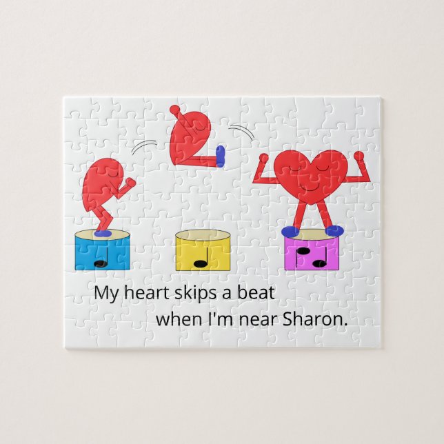 Jumping Heart in Love:  White Pussel (Horisontell)