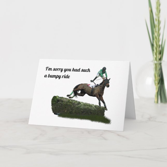 Jumping Horse Jockey Get well Card Kort (Framsida)