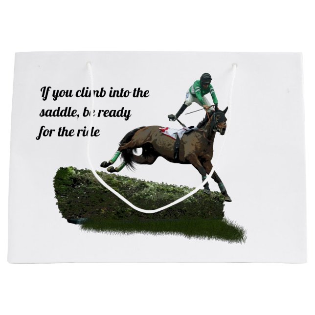 Jumping Horse Jockey in Green Gift Bag (Framsidan)