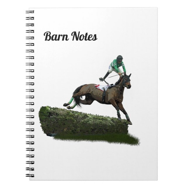 Jumping Horse Jockey in Green Spiral Notebook Anteckningsbok (Framsidan)
