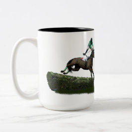 Jumping Horse Jockey in Grönt Coffee Mugg