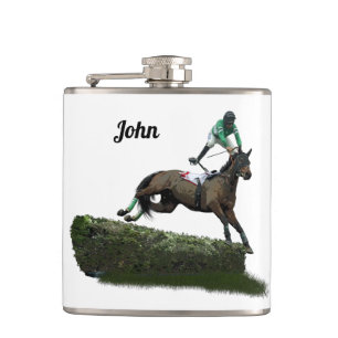 Jumping Horse Jockey in Grönt Drink Flask Fickplunta