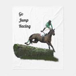 Jumping Horse Jockey in Grönt Fleece Blanket