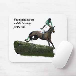 Jumping Horse Jockey in Grönt Mouse Pad Musmatta