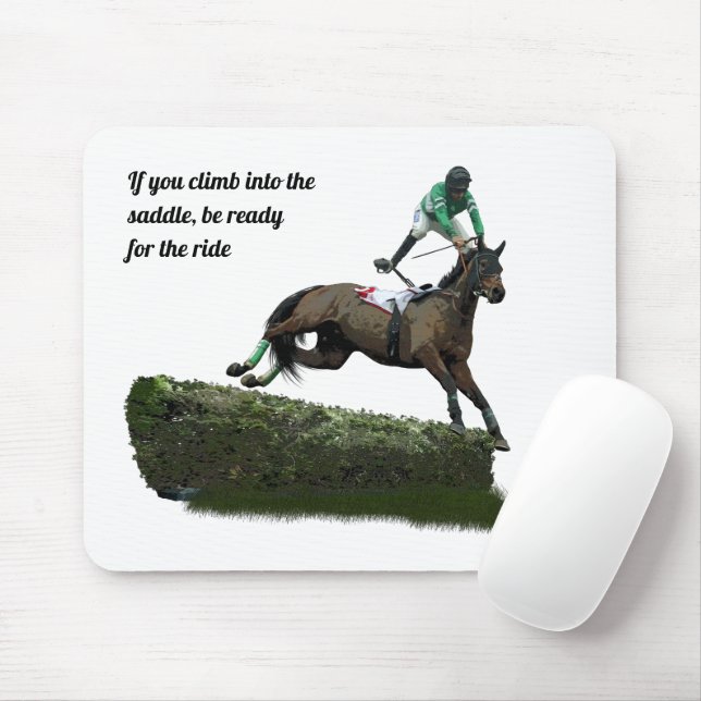 Jumping Horse Jockey in Grönt Mouse Pad Musmatta (Med mus)