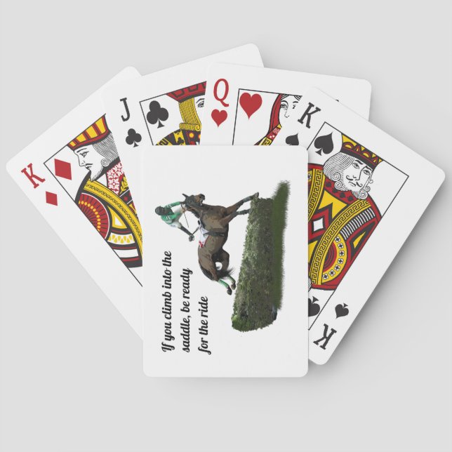 Jumping Horse Jockey in Grönt Spelkort (Baksidan)