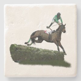 Jumping Horse Jockey in Grönt Stone Underlägg