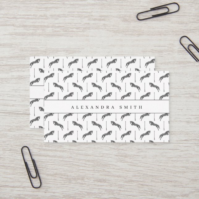 Jumping Horse | Scribble Horse | Guld Horse Visitkort (Fram/Back In Situ)