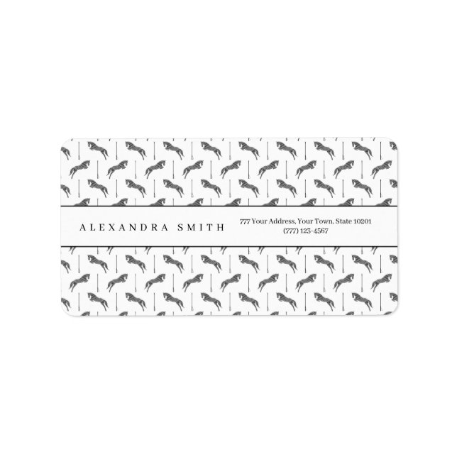 Jumping Horse | Scribble Horse | Hästtränare Adressetikett (Framsidan)