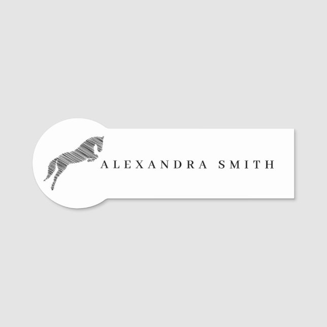 Jumping Horse | Scribble Horse | Hästtränare Namnbricka (Framsida)