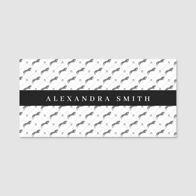 Jumping Horse | Scribble Horse | Hästtränare Namnbricka (Framsida)