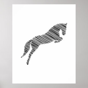 Jumping Horse Scribble Horse Hästtränare Poster