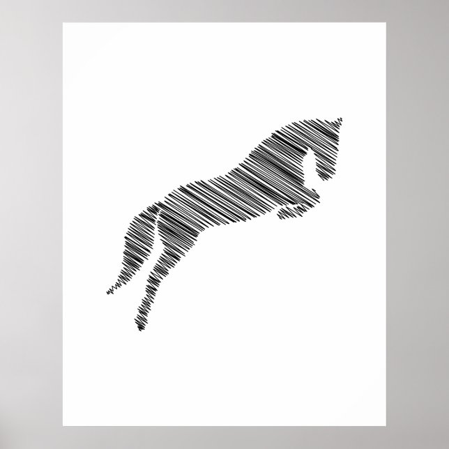 Jumping Horse | Scribble Horse | Hästtränare Poster (Framsidan)