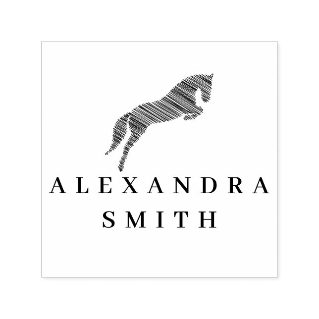 Jumping Horse | Scribble Horse | Hästtränare Självfärgande Stämpel (Design)