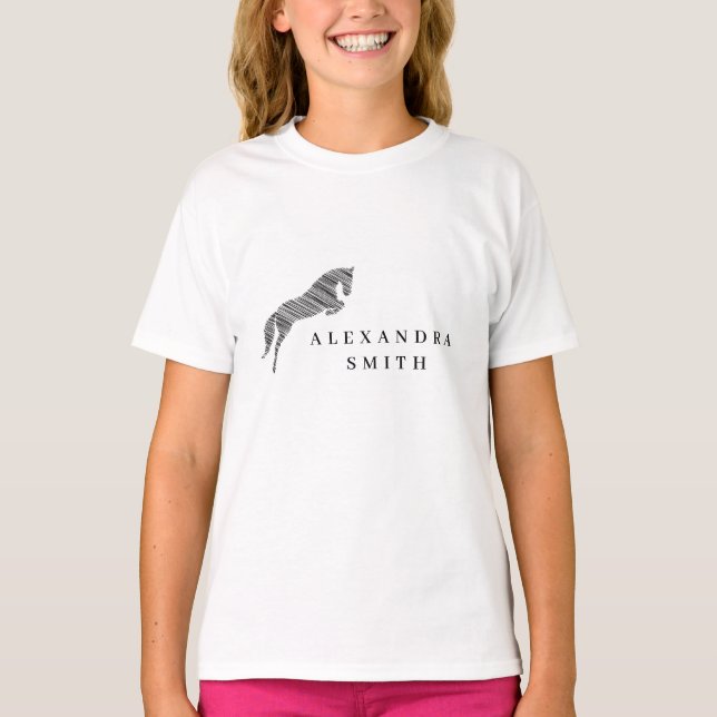Jumping Horse | Scribble Horse | Hästtränare T Shirt (Framsida)