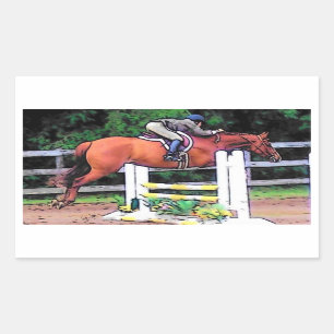 Jumping Horse Sticker Rektangulärt Klistermärke