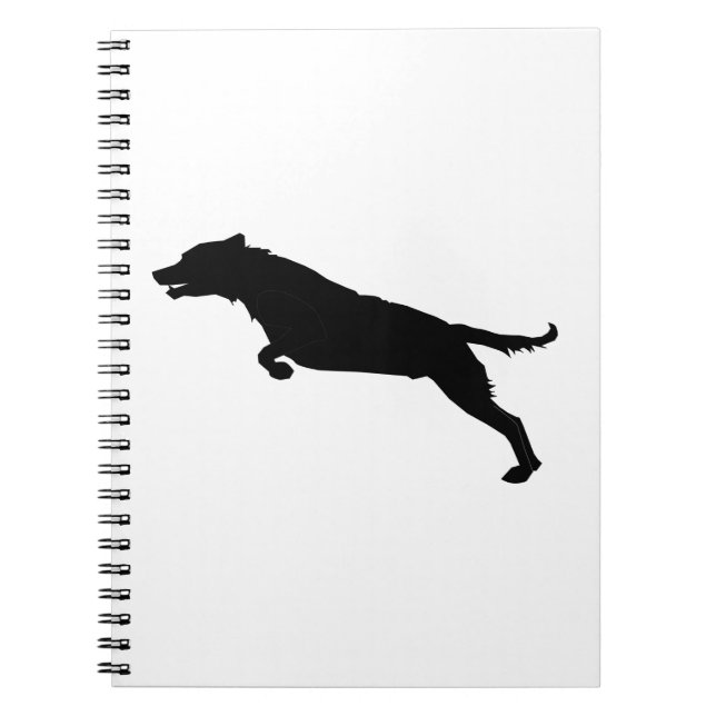 Jumping Hund Silhouette Anteckningsbok Med Spiral (Framsidan)