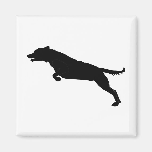 Jumping Hund Silhouette Magnet (Framsidan)