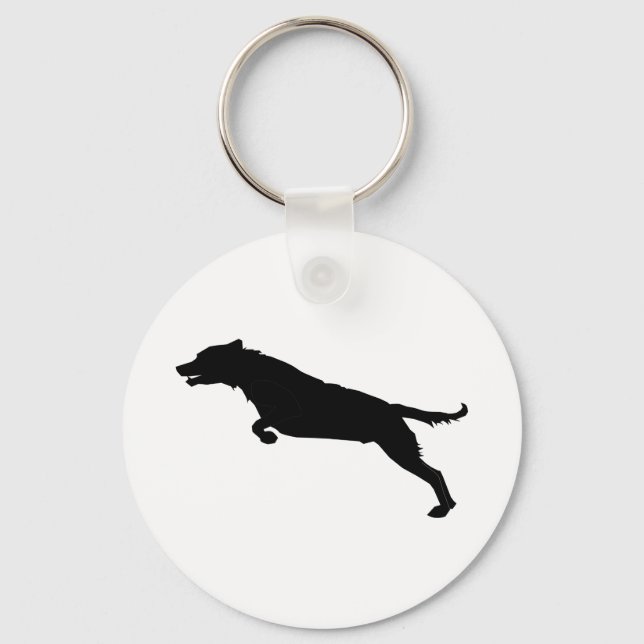 Jumping Hund Silhouette Nyckelring (Framsida)