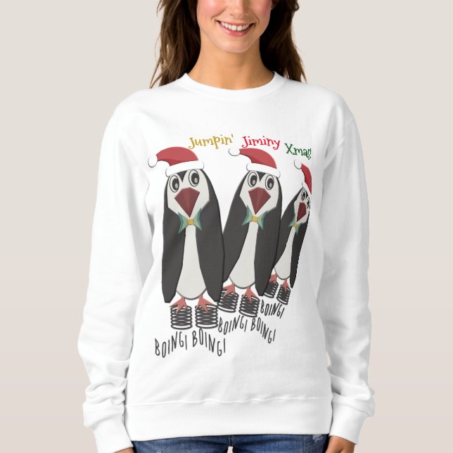 Jumping Jiminy Jul - Funny Penguins T-shirt (Framsida)