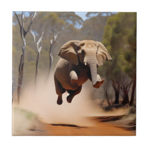 "Jumping Joy: Animeraden Elephants'Leap" Kakelplatta