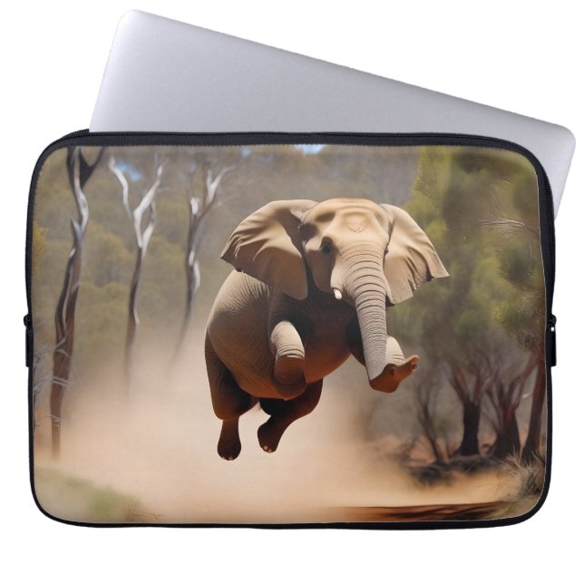"Jumping Joy: Animeraden Elephants'Leap" Laptop Fodral (Framsidan)