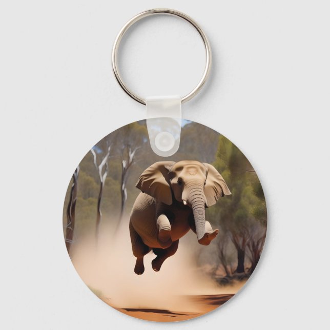 "Jumping Joy: Animeraden Elephants'Leap" Nyckelring (Framsida)