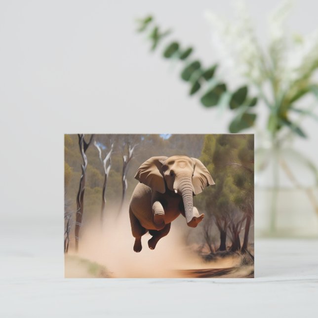 "Jumping Joy: Animeraden Elephants'Leap" Vykort (Stående Fram)