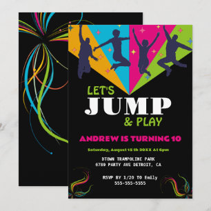 Jumping Jubilation: Trampoline Park Birthday Inbjudningar