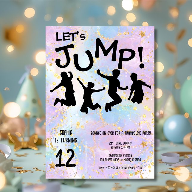 Jumping kids trampoline birthday inbjudningar (Skapare uppladdad)