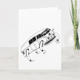 Jumping Kombi Van Illustration Greeting Card Kort