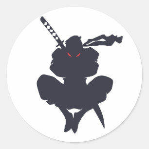 Jumping Ninja silhouette - Välj bakgrund färg Runt Klistermärke