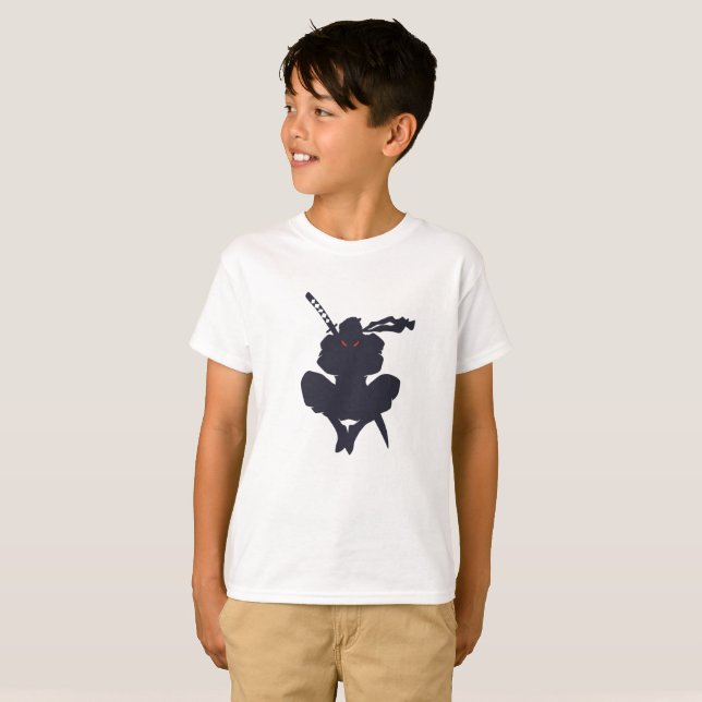 Jumping Ninja silhouette - Välj bakgrund färg T Shirt (Hel framsida)