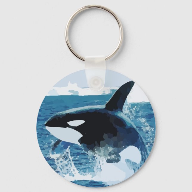 Jumping Orca Killer Whale Illustration Nyckelring (Framsida)