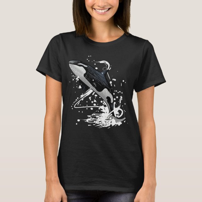 Jumping Orca Killer Whale T Shirt (Framsida)