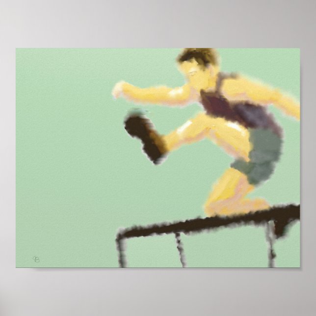 Jumping over Hurdle Art Poster (Framsidan)