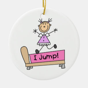 Jumping på Bed Stick figur Girl Julgransprydnad Keramik