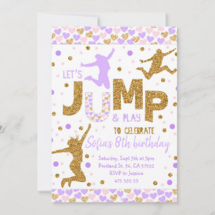 Jumping party Guld konetti Birthday-inbjudan Inbjudningar