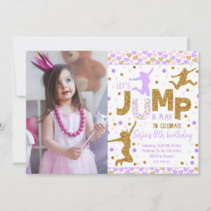 Jumping party Guld konetti Birthday-inbjudan Inbjudningar