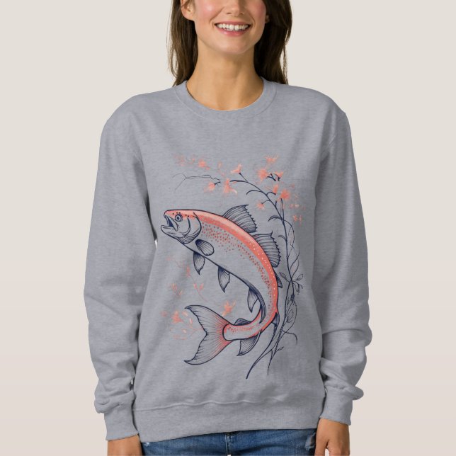 Jumping Pink Fish – Women’s Sweatshirt T Shirt (Framsida)