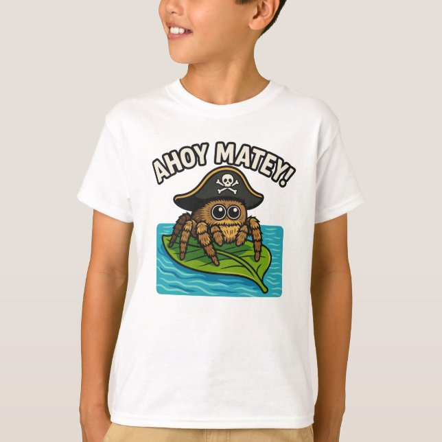 Jumping Pirat Spider Äventyr kapten Webbeard T Shirt (Framsida)