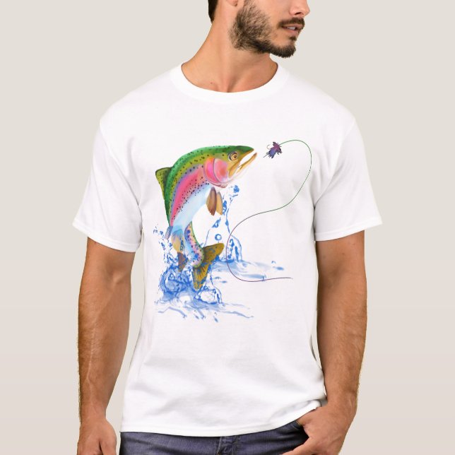 Jumping Rainbow Trout FishLure T Shirt (Framsida)