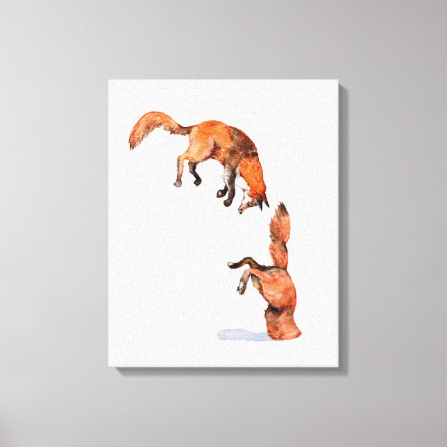 Jumping Red Fox Canvastryck (Framsida)
