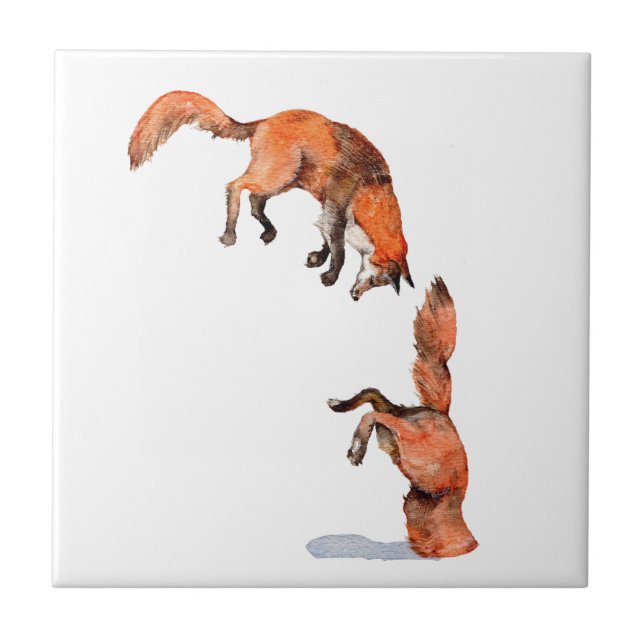 Jumping Red Fox Kakelplatta (Framsidan)