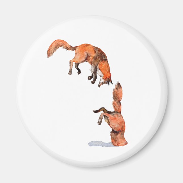 Jumping Red Fox Magnet (Framsidan)