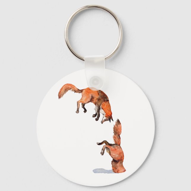 Jumping Red Fox Nyckelring (Framsida)