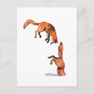 Jumping Red Fox Vykort