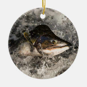 Jumping Salmon Julgransprydnad Keramik