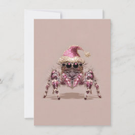 Jumping Spider Pink Christmas Cards Julkort